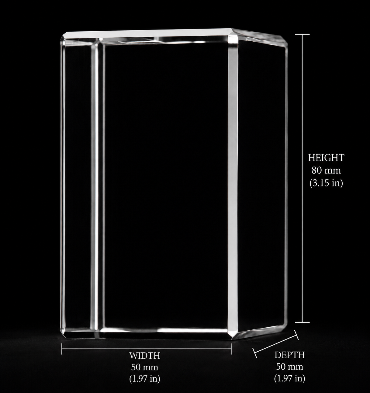 50 x 50 x 80mm Personalized Crystal Keepsake