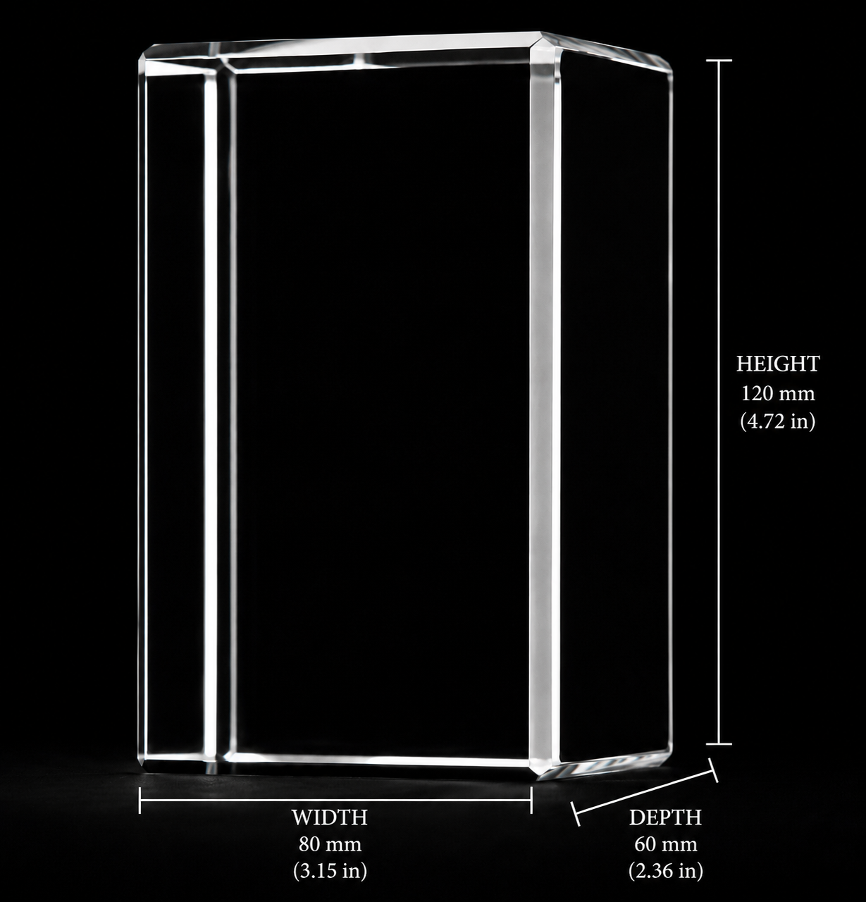 80 x 60 x 120mm Personalized Crystal Keepsake