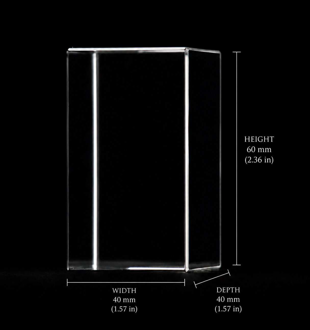 40 x 40 x 60mm Personalized Crystal Keepsake