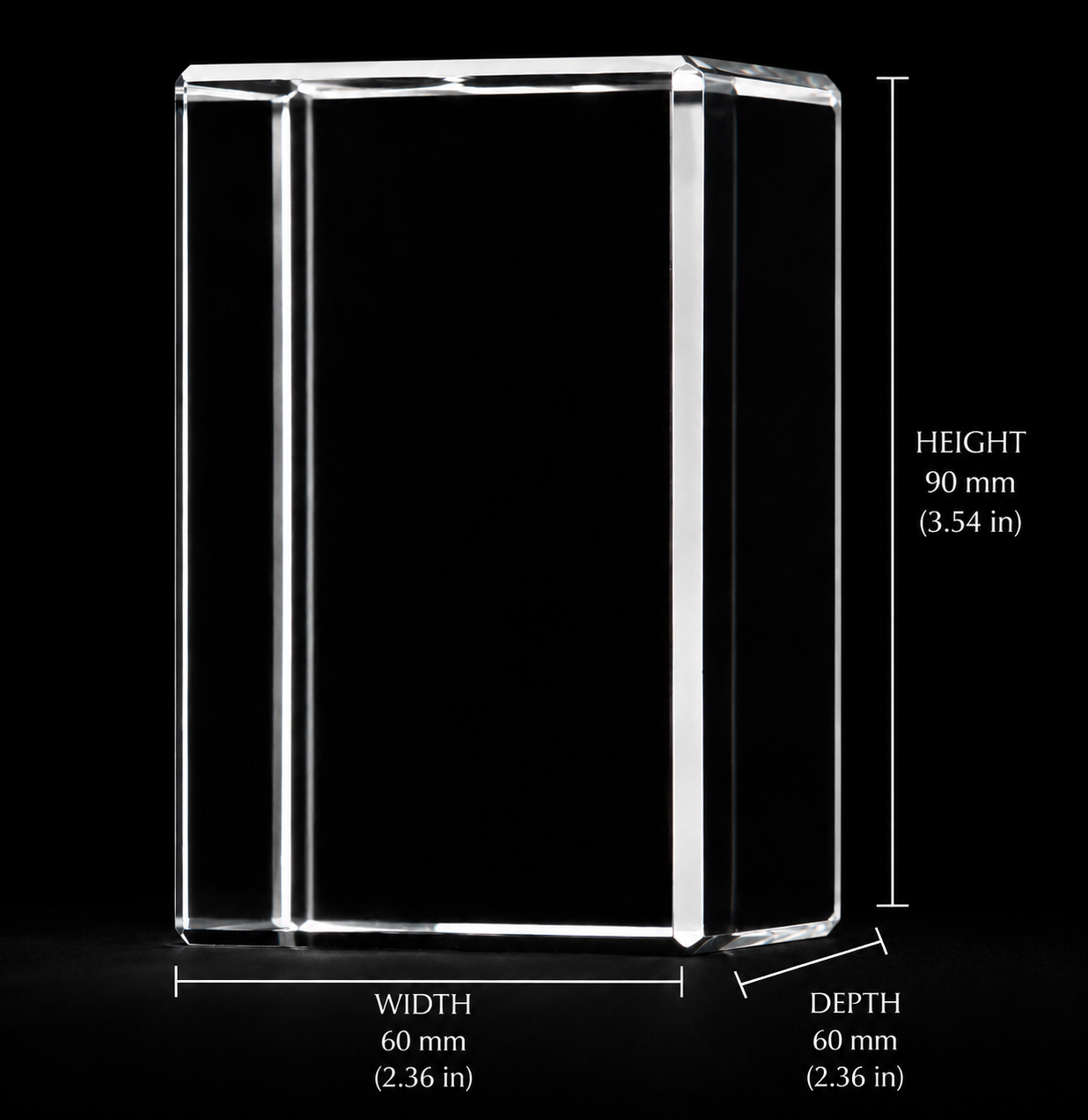 60 x 60 x 90mm Personalized Crystal Keepsake